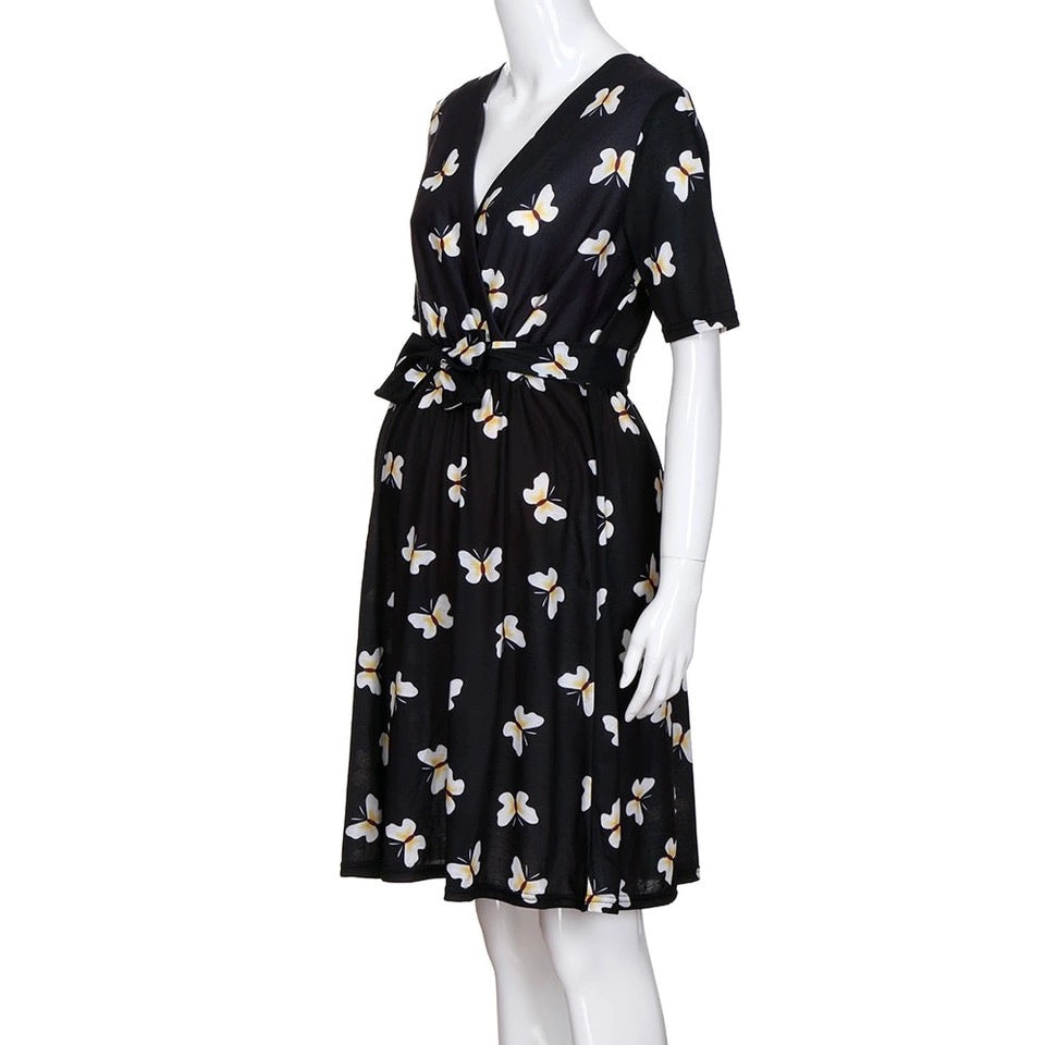 Butterfly Print Maternity Tea Dress