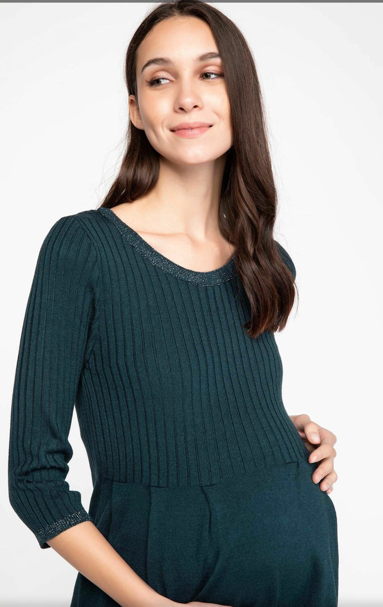 Half Sleeve Pleated Maternity Jumper Dress Fashionably Pregnant