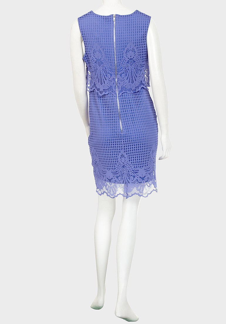 Iris Lace Round Neck Maternity Dress - Blue  Fashionably Pregnant