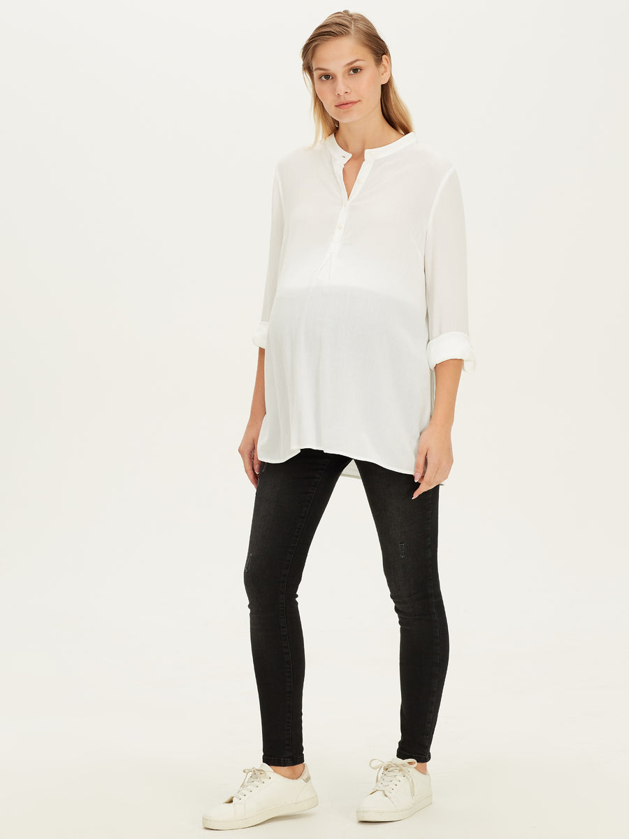 Adjustable Waist Skinny Fit Maternity Jeans Black Fashionably Pregnant