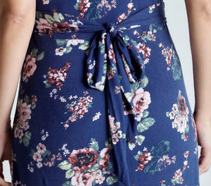 Blue Maternity & Nursing Knee Length Tea Dress