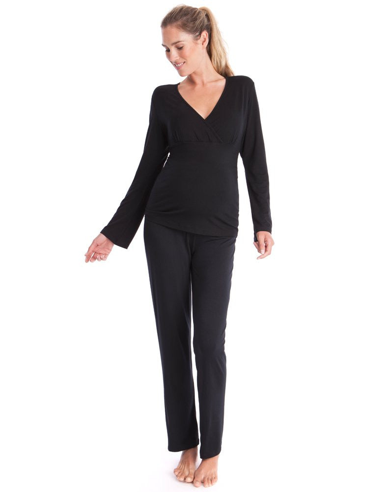 Fashionably_Pregnant_black_lounge_pyjamas_two_piece_lounge_set_maternity_nursing_hospital_bag