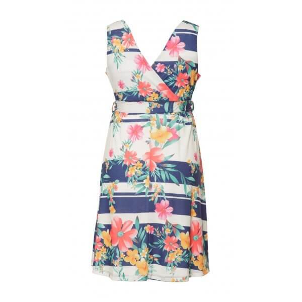 Fashionably Pregnant Heavenly Bump Floral Stripe Sash Tie Maternity Dress