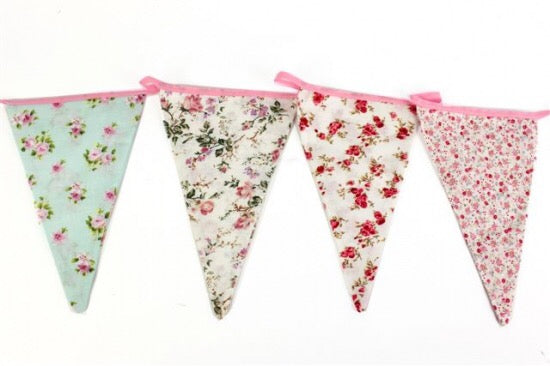 Fashionably pregnant bunting garland floral cotton garden party nursery baby's room maternity  summer pink blue chintz free delivery