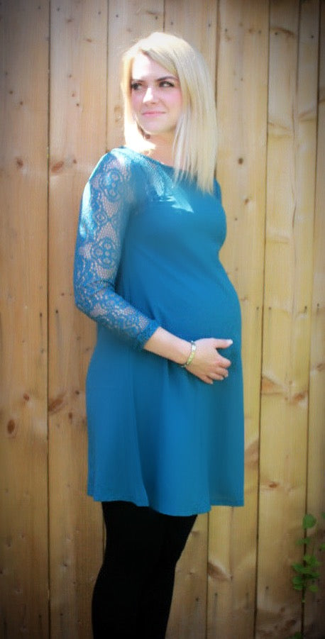 Fashionably Pregnant Green Tunic Top Blouse