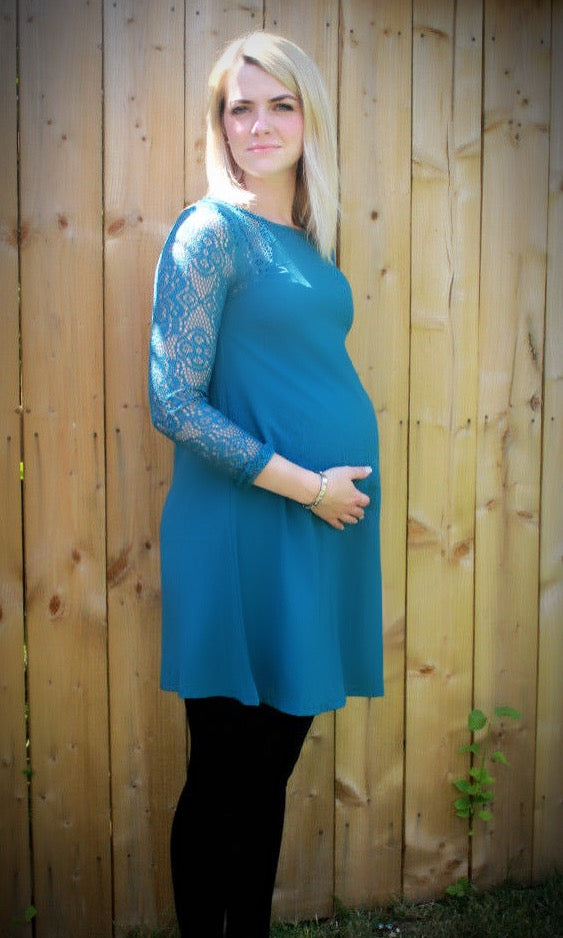 Fashionably Pregnant Green Tunic Top Blouse