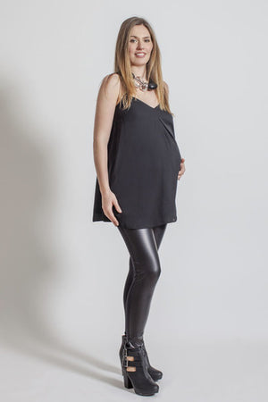 Rock a Bye Rosie Anastasia Black Pleat Front Swing Cami Maternity Top