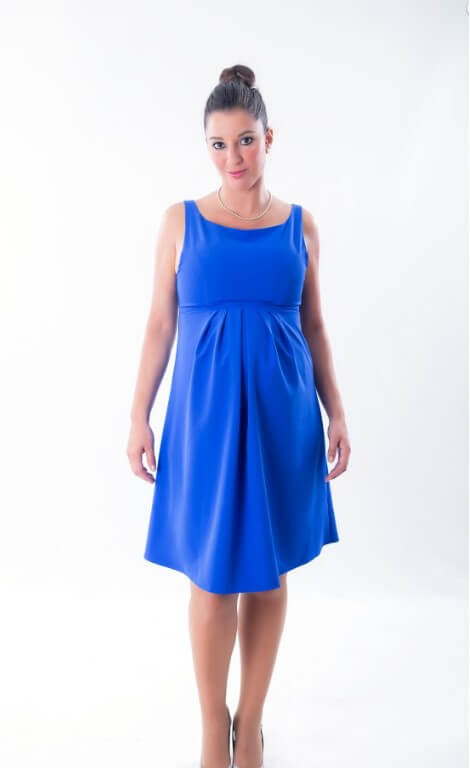 blue Yellow Swing High Neck Fashionably Pregnant Smart green dress sleeveless