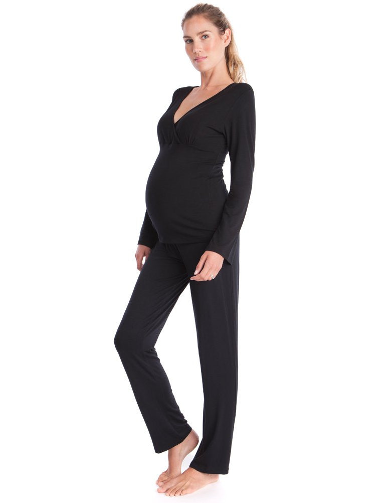 Fashionably_Pregnant_black_lounge_pyjamas_two_piece_lounge_set_maternity_nursing_hospital_bag