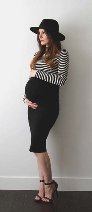 Fashionably_Pregnant_Black_Tube_Pencil_Bodycon_Skirt_Knee_Length