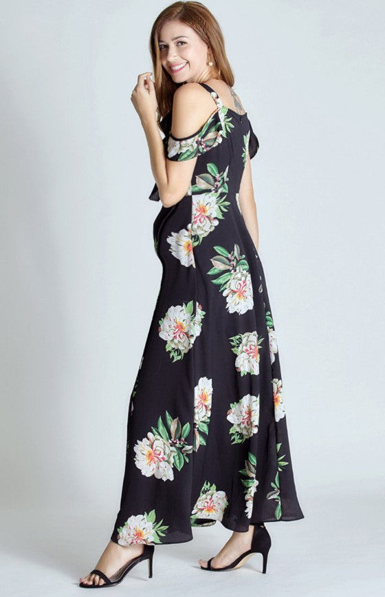 Fashionably_Pregnant_Black_Flower_Cold_Shoulder_Maxi_Dress
