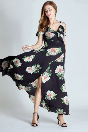 Fashionably_Pregnant_Black_Flower_Cold_Shoulder_Maxi_Dress