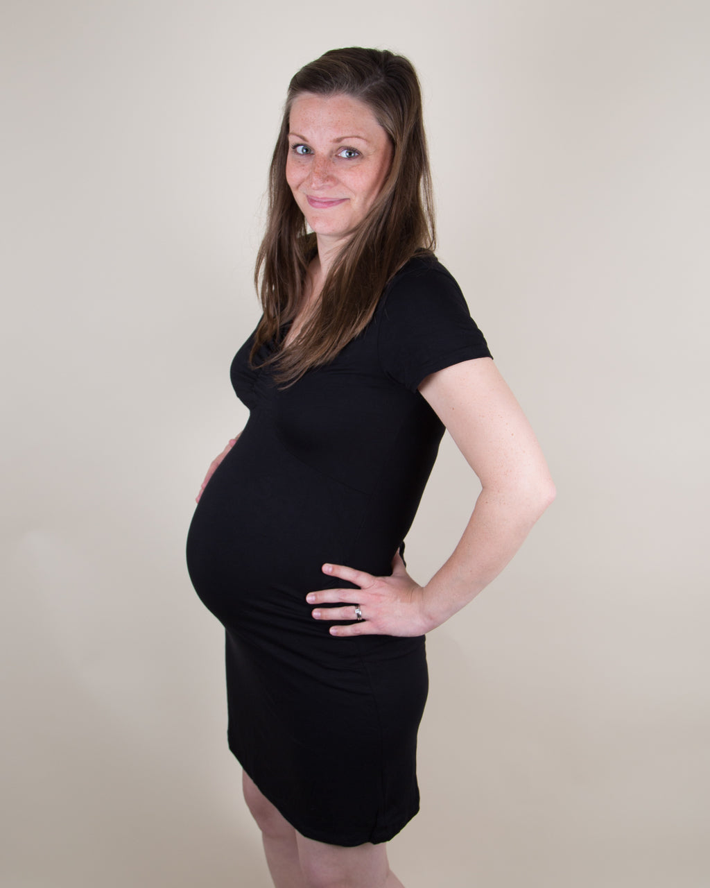 Blossoming Bump Evie Maternity Dress - Black Fashionably Pregnant Blossoming Bump Evie Maternity Dress - Black Fashionably Pregnant