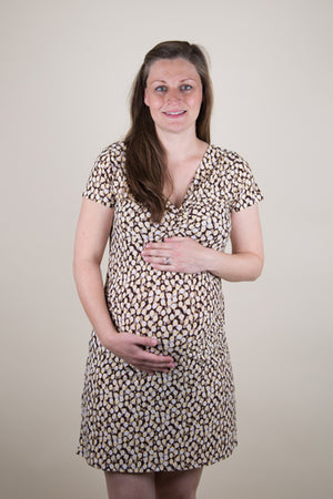 Fashionably Pregnant Blossoming_Bump_Florence_Cream_Brown_Print_Maternity