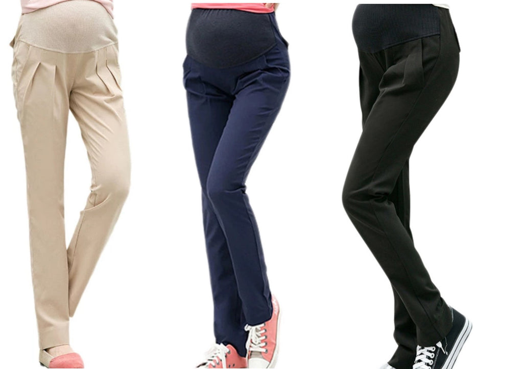 Slim Fit Over the Bump Maternity Chino Trousers, 3 Colours Black, Navy & Cream