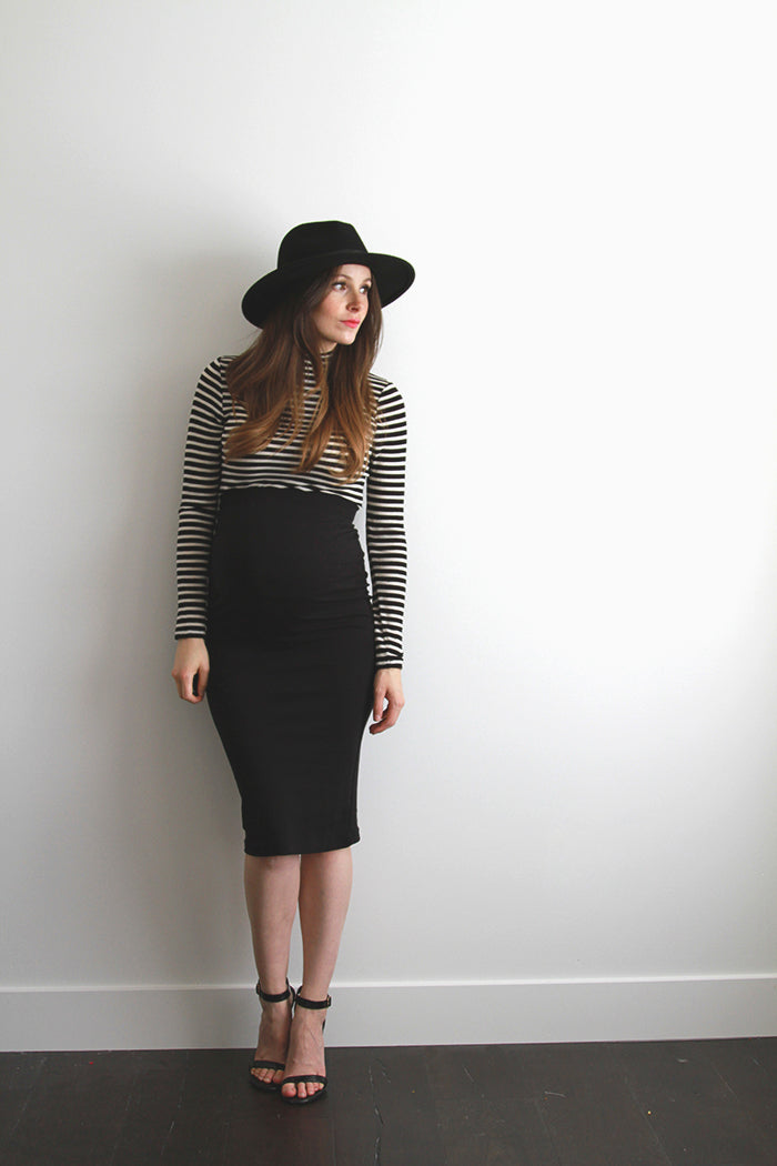 Fashionably_Pregnant_Black_Tube_Pencil_Bodycon_Skirt_Knee_Length