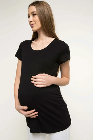 Slim Fit Black Maternity T-Shirt