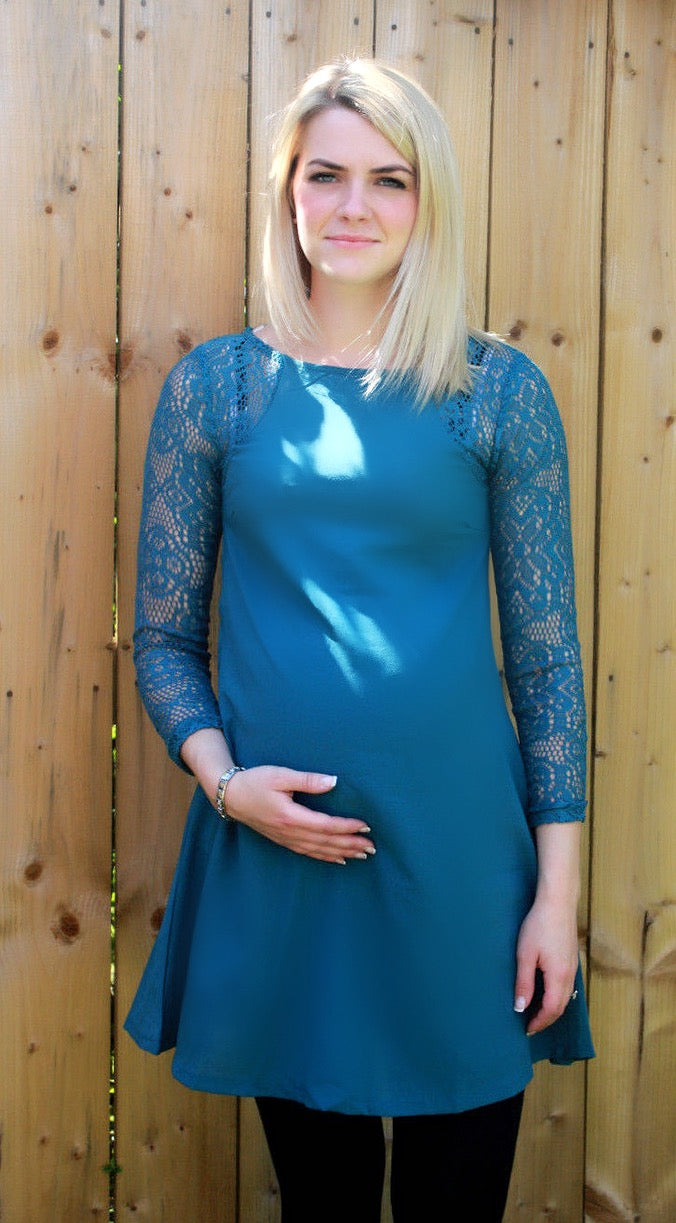 Fashionably Pregnant Green Tunic Top Blouse