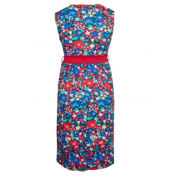 Fashionably Pregnant Heavenly Bump Maternity Springburst Sash Tie Blue Dress