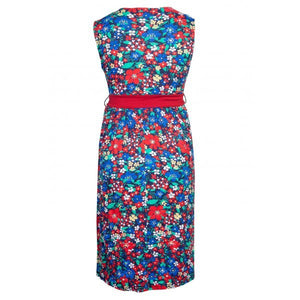 Fashionably Pregnant Heavenly Bump Maternity Springburst Sash Tie Blue Dress