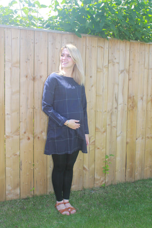 Casual Cotton Maternity Top - Navy Blue