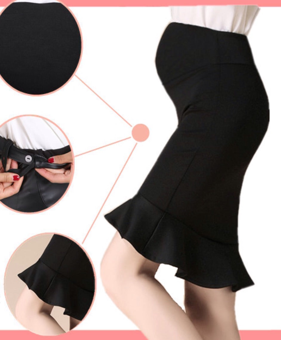 Fashionably_Pregnant_Peplum_Mermaid_Fishtail_Black_Maternity_Skirt