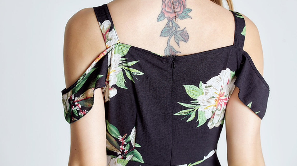 Fashionably_Pregnant_Black_Flower_Cold_Shoulder_Maxi_Dress