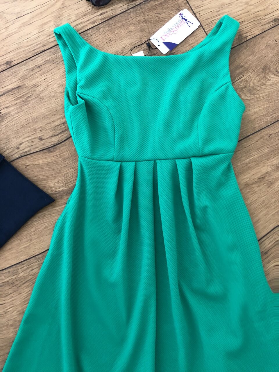 Blue Yellow Swing High Neck Fashionably Pregnant Smart green dress sleeveless