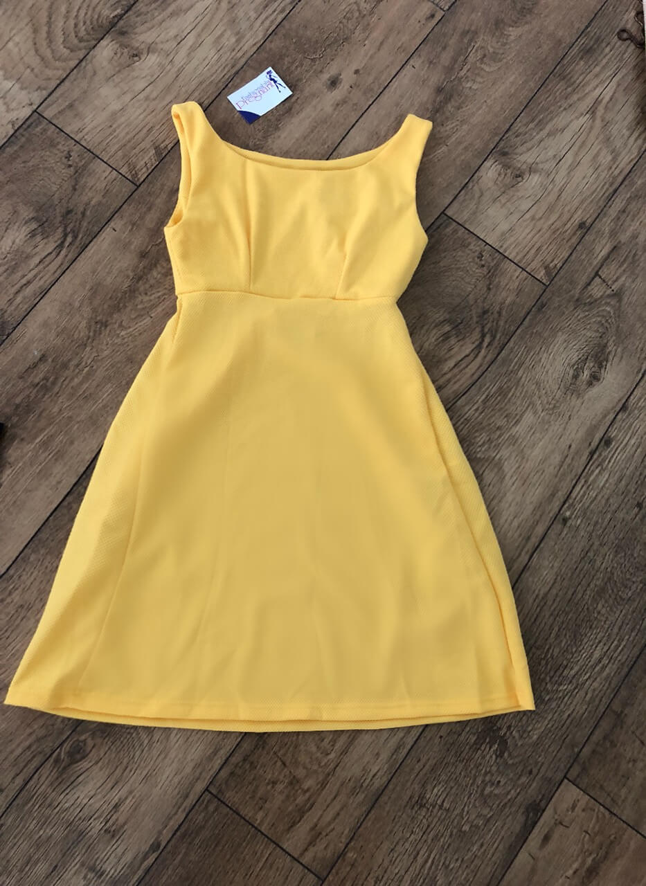 Yellow Swing High Neck Fashionably Pregnant Smart green dress sleeveless