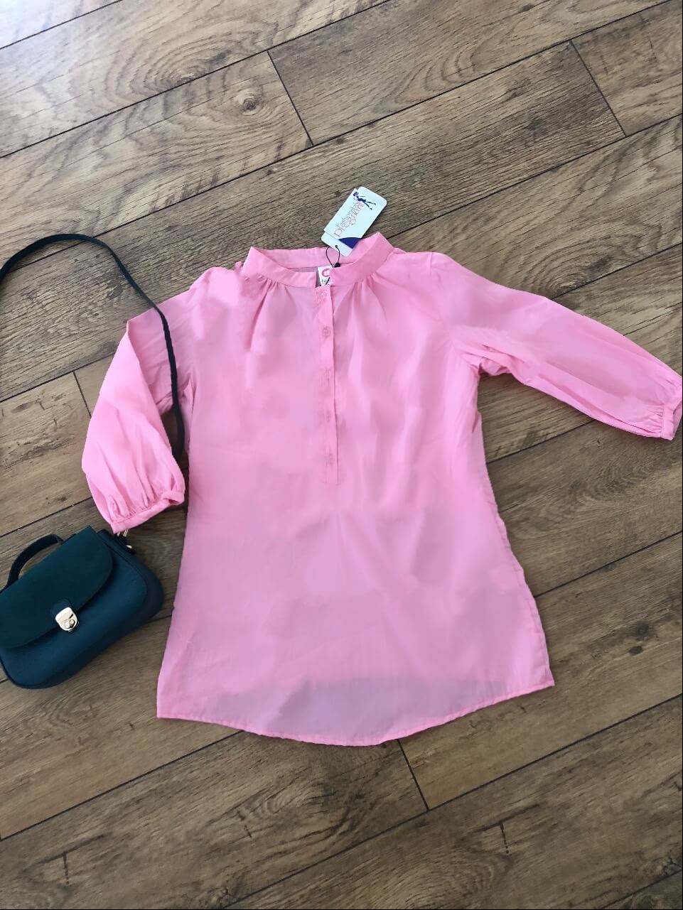 Pink cotton work smart casual pregnancy fashionably pregnant top blouse shirt