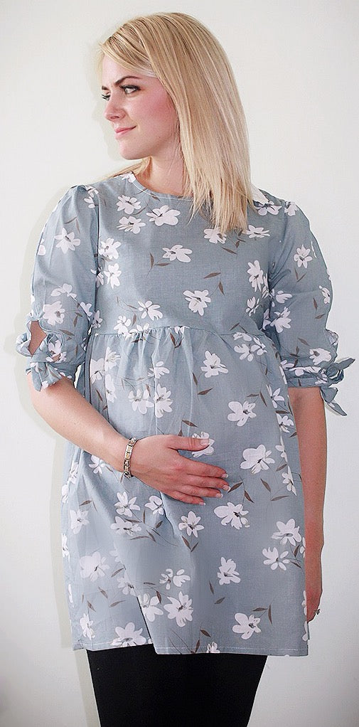 Fashionably Pregnant Flower Maternity Cotton Casual top