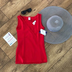 Sleeveless tank top vest Fashionably Pregnant Short Sleeve Maternity & Breastfeeding Jersey Top - Red Tshirt, basic summer