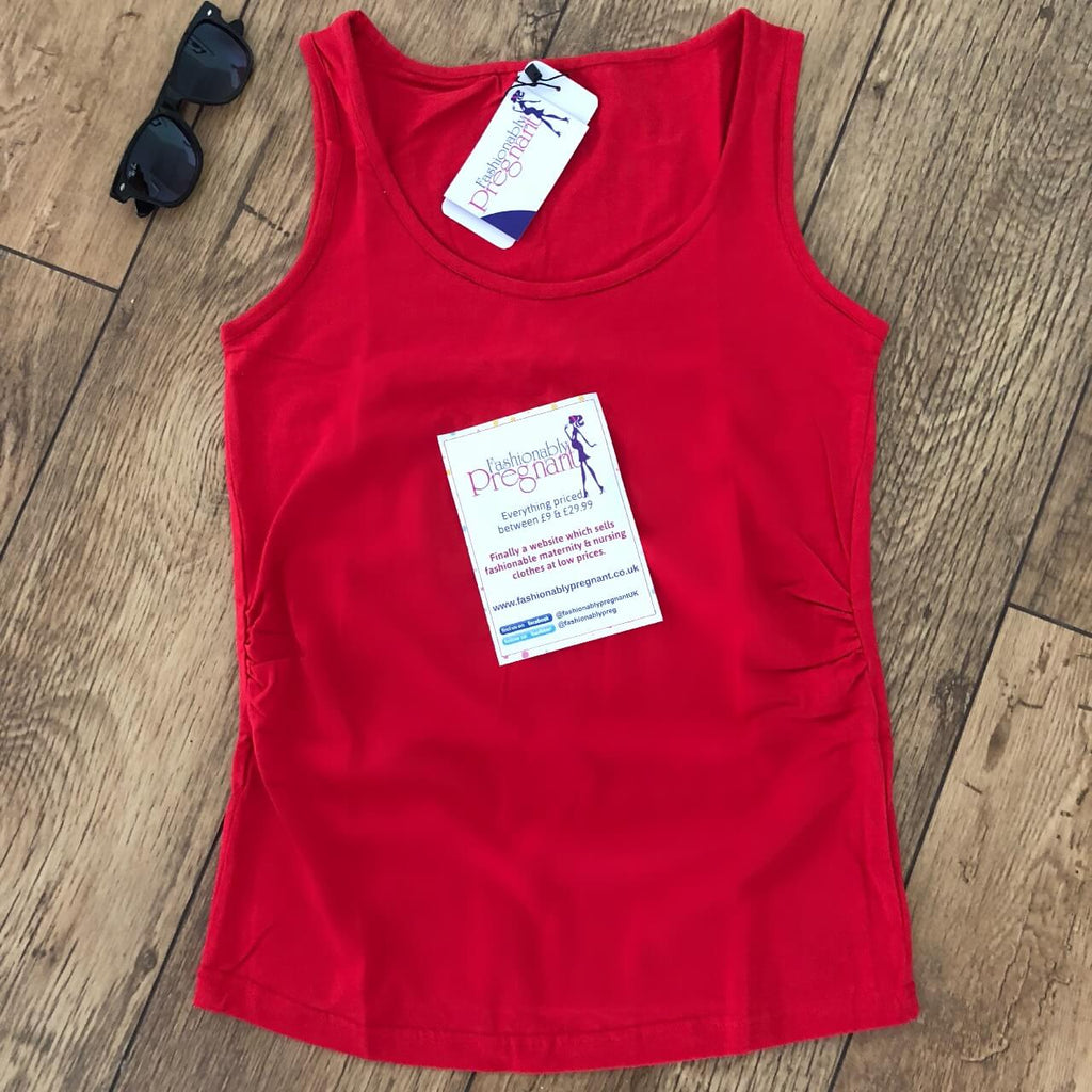 Sleeveless tank top vest Fashionably Pregnant Short Sleeve Maternity & Breastfeeding Jersey Top - Red Tshirt, basic summer