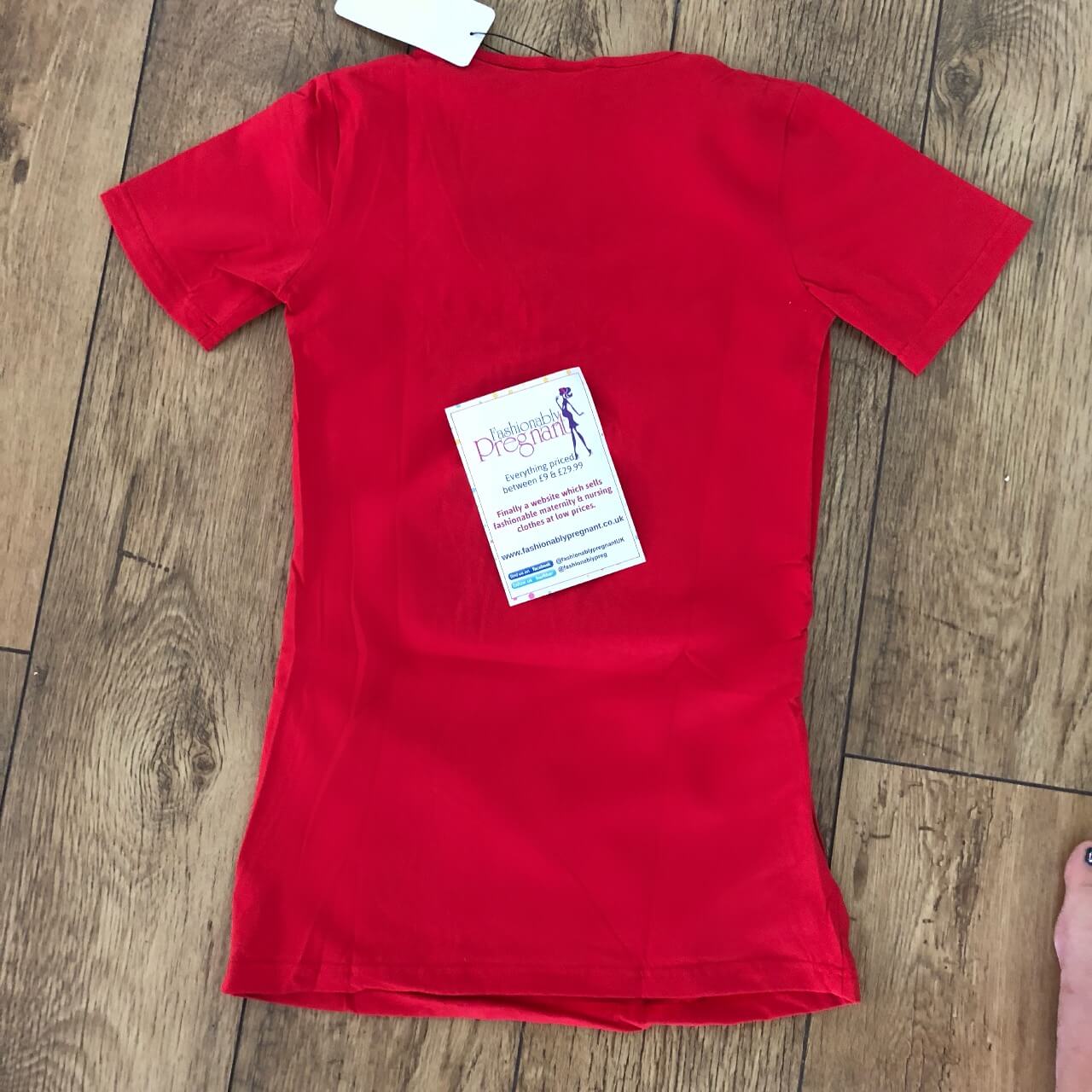 Fashionably Pregnant Short Sleeve Maternity & Breastfeeding Jersey Top - Red Tshirt, basic summer