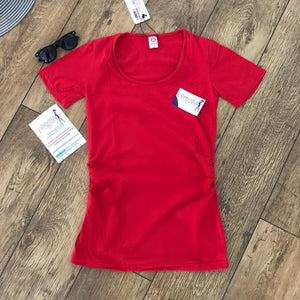 Fashionably Pregnant Short Sleeve Maternity & Breastfeeding Jersey Top - Red Tshirt, basic summer