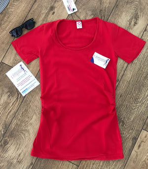 Fashionably Pregnant Short Sleeve Maternity & Breastfeeding Jersey Top - Red Tshirt, basic summer