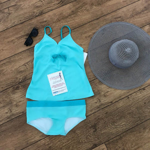 Fashionably Pregnant Light Blue Tankini Swimwear Maternity Set