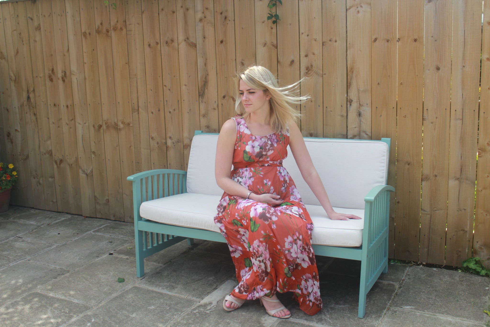 Fashionably_Pregnant_Orange_Maxi_Dress
