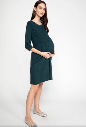 Half Sleeve Pleated Maternity Jumper Dress