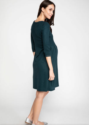 Half Sleeve Pleated Maternity Jumper Dress