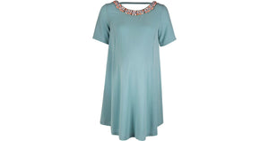 Rock A Bye Rosie Blue Beaded Neckline Leith Swing Dress