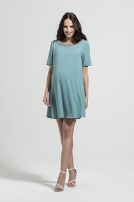 Rock A Bye Rosie Blue Beaded Neckline Leith Swing Dress