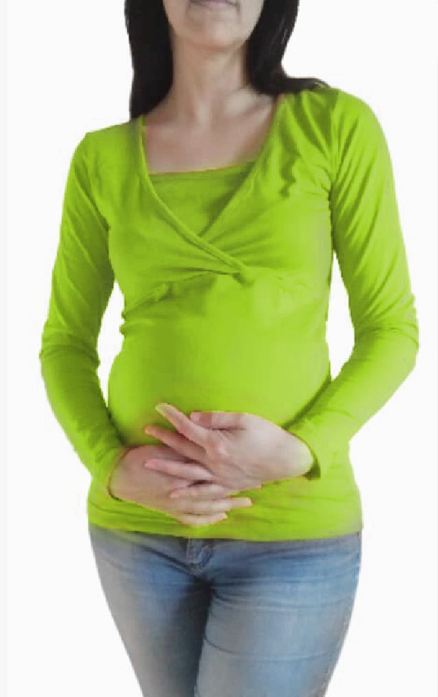 Long Sleeve Maternity & Nursing Jersey Top - Pistachio