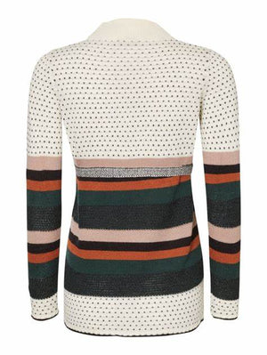 Fashionably pregnant maternity and nursing online boutique pregnancy and breastfeeding clothing specialists. Mamalicious white stripe spots dots winter warm jumper pullover sweater, belt long sleeves maternity casual lockdown smart uk free delivery