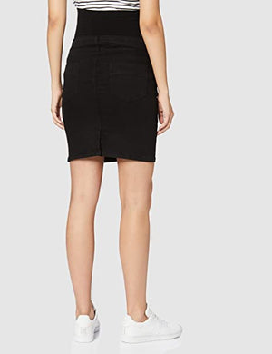 Mamalicious Lola Slim Black Denim Maternity Skirt