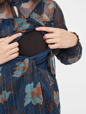 Fashionably pregnant maternity nursing breastfeeding top shirt mamalicious blue long sleeve uk free delivery