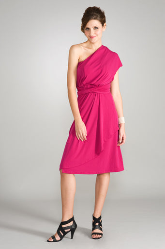 Maternalove Signature Multi-Way Maternity & Nursing Dress - Black/Plum