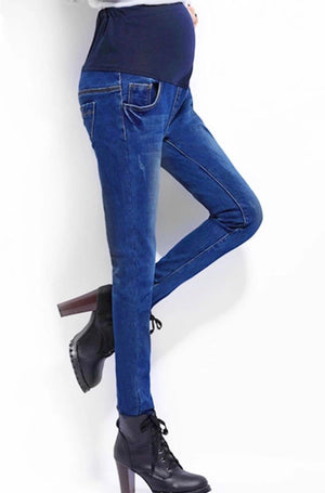 Over the Bump Maternity Slim Fit Denim Jeans - Dark Blue
