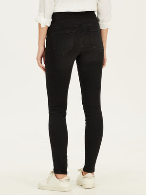 Adjustable Waist Skinny Fit Maternity Jeans - Black