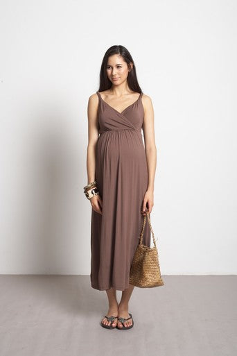 Mothers En Vogue Athena Brown Maxi Dress